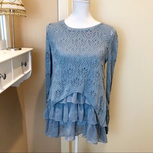 •Cristina Blue Knit Sweater•